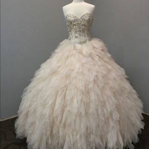 Champagne Quinceañera dress. Ball gown